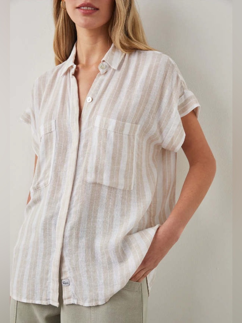 Rails Linen Blend Cito Shore Stripe Top Size S